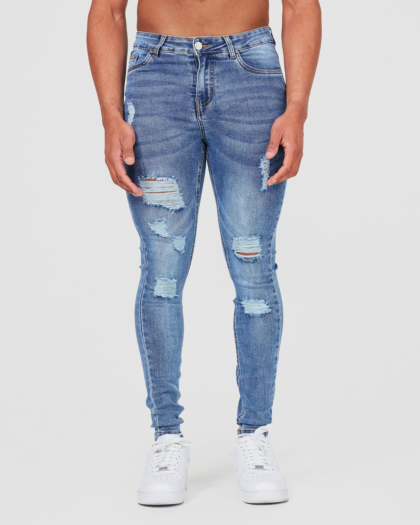 Blue Ripped Skinny Fit Jeans