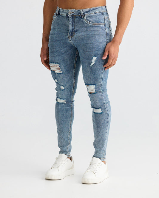Blue Ripped Skinny Fit Jeans