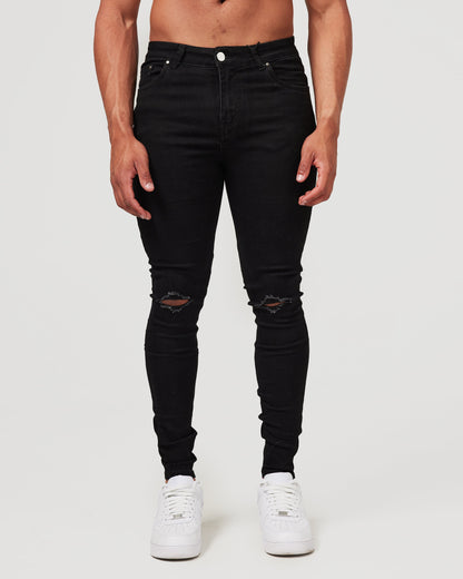 Black Destroyed Knee Skinny Fit Jeans
