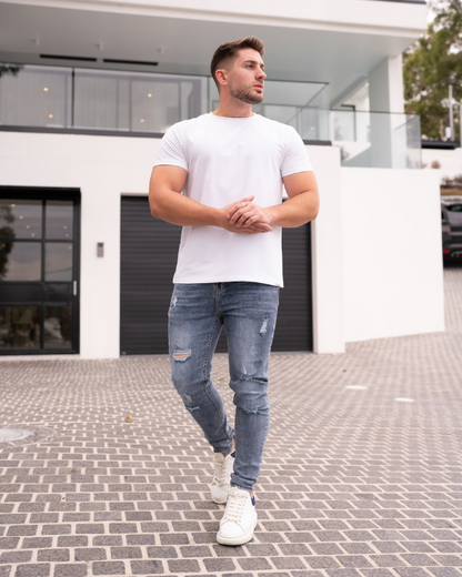 Blue Ripped Skinny Fit Jeans